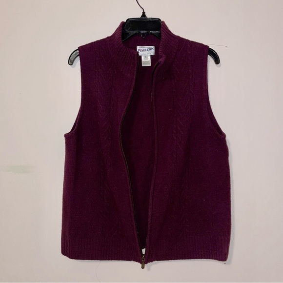 Pendleton Lambs Wool Full Zip Cable Knit Sweater Vest Size Large - Picture 3 of 5